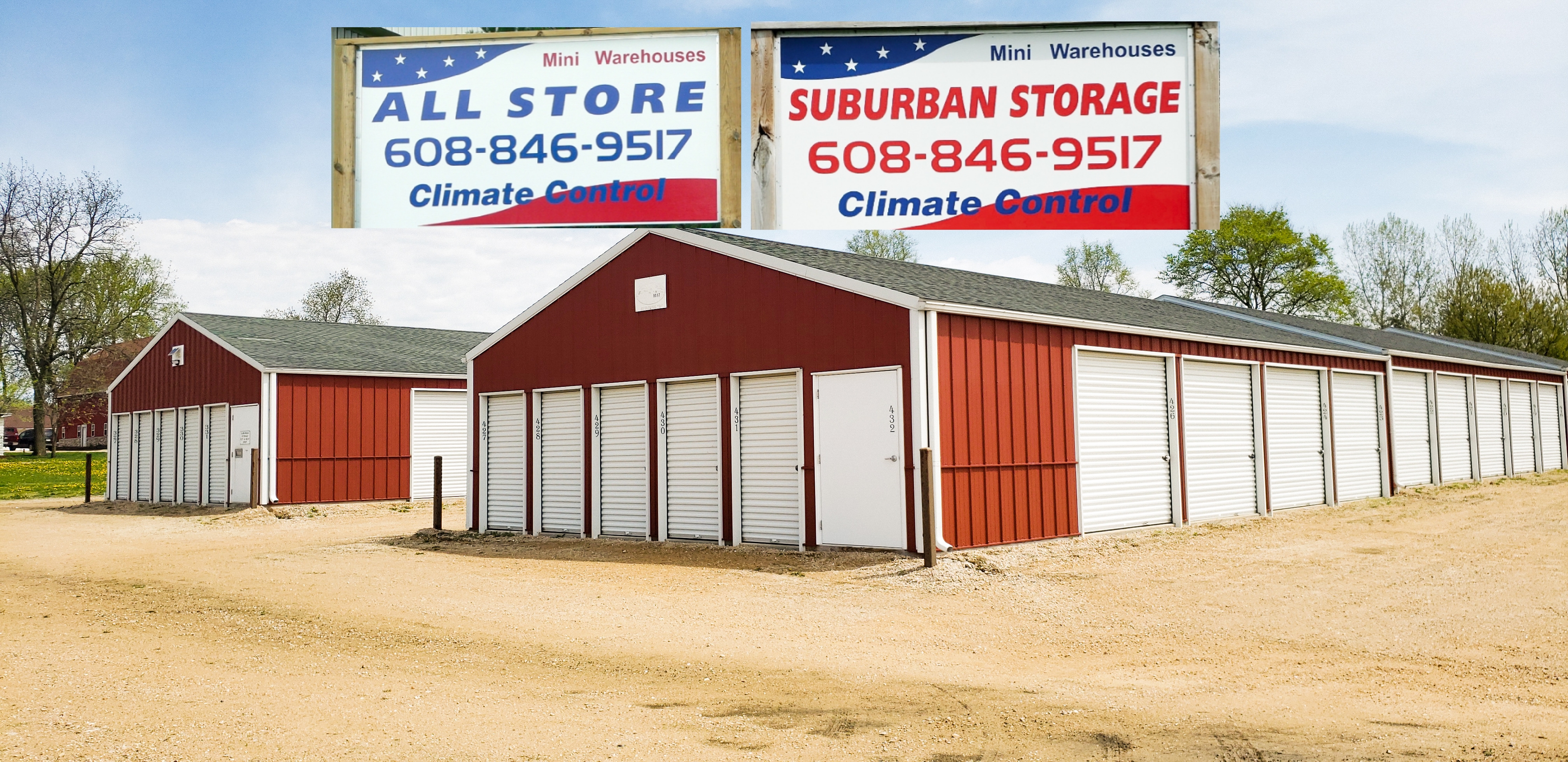 Suburban Storage Storage Units with All Store and Suburban Storage Street Signs